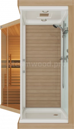 Трехместная угловая финская сауна Luxury из кедра с Душевой кабиной